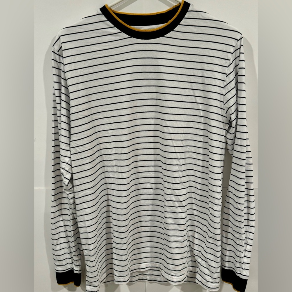 Denim & Flower Black and White Striped Long Sleeve Tee